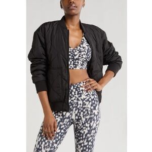 Zella Black Quilted Aviator Jacket
